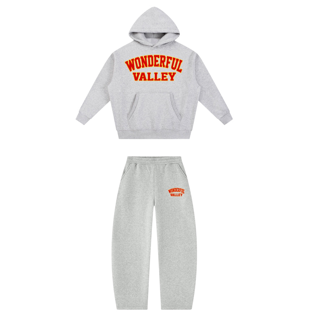 Wonderful Valley Varsity Jogging Set (Grey/Red)