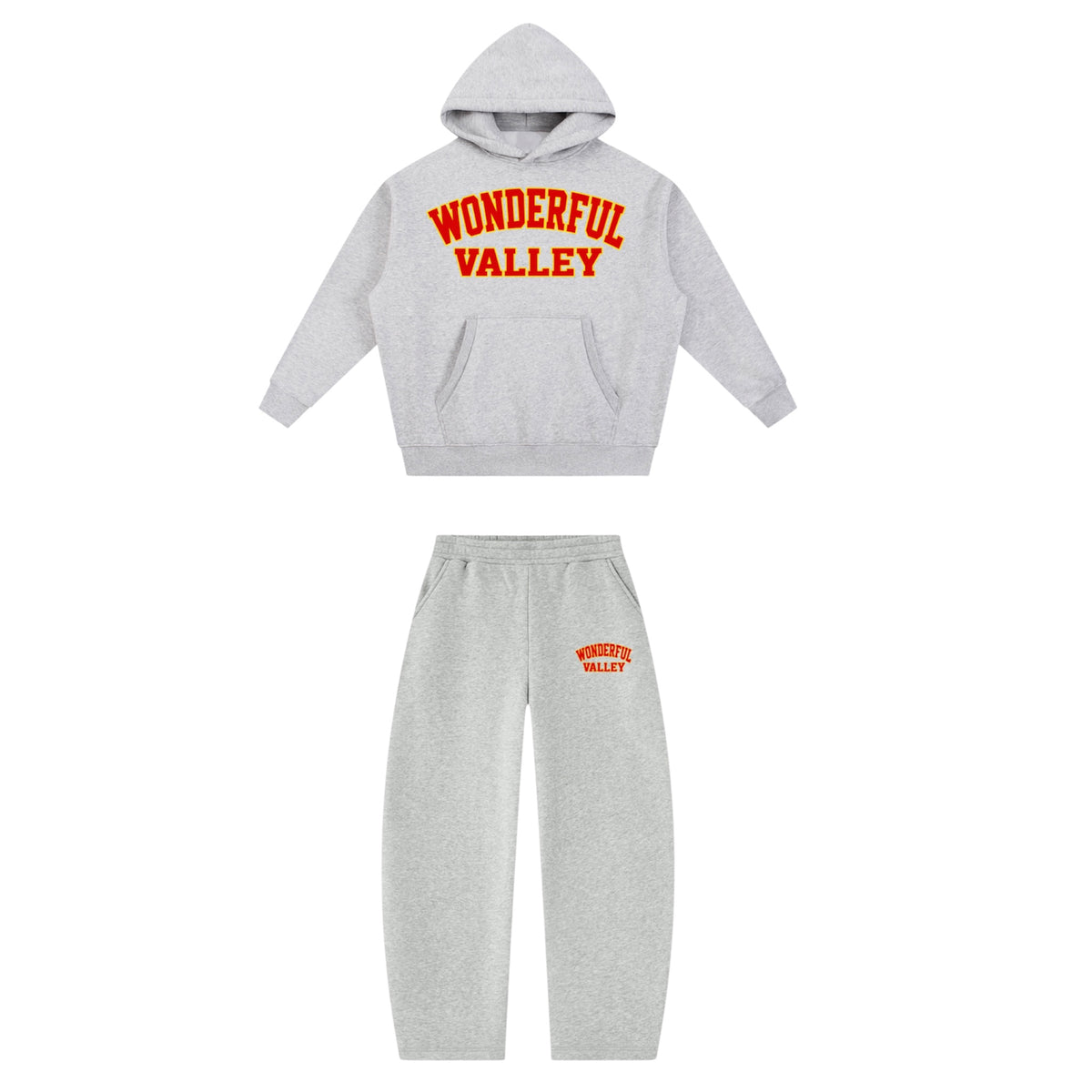 Wonderful Valley Varsity Jogging Set (Grey/Red)